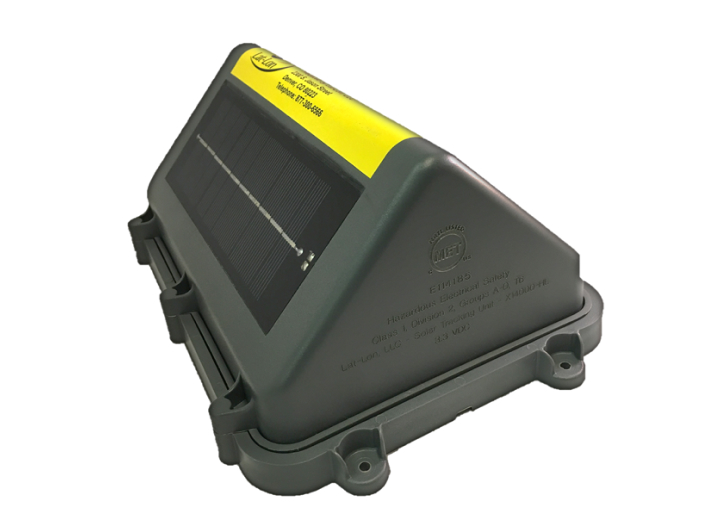A hazardous location solar tracking unit mounted on a rail car.